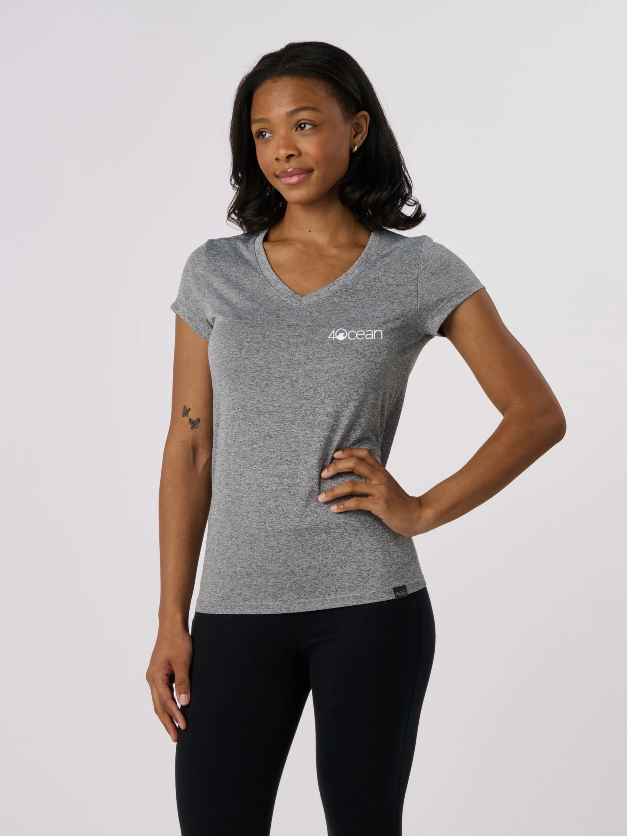 4ocean Logo Women's Sport Short Sleeve V-Neck T-Shirt - Image 15