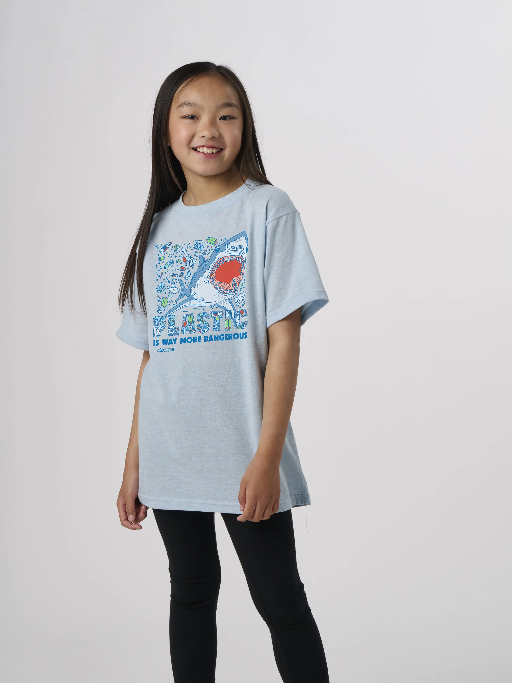 Plastic Is Dangerous Shark Youth T-Shirt - Image 6