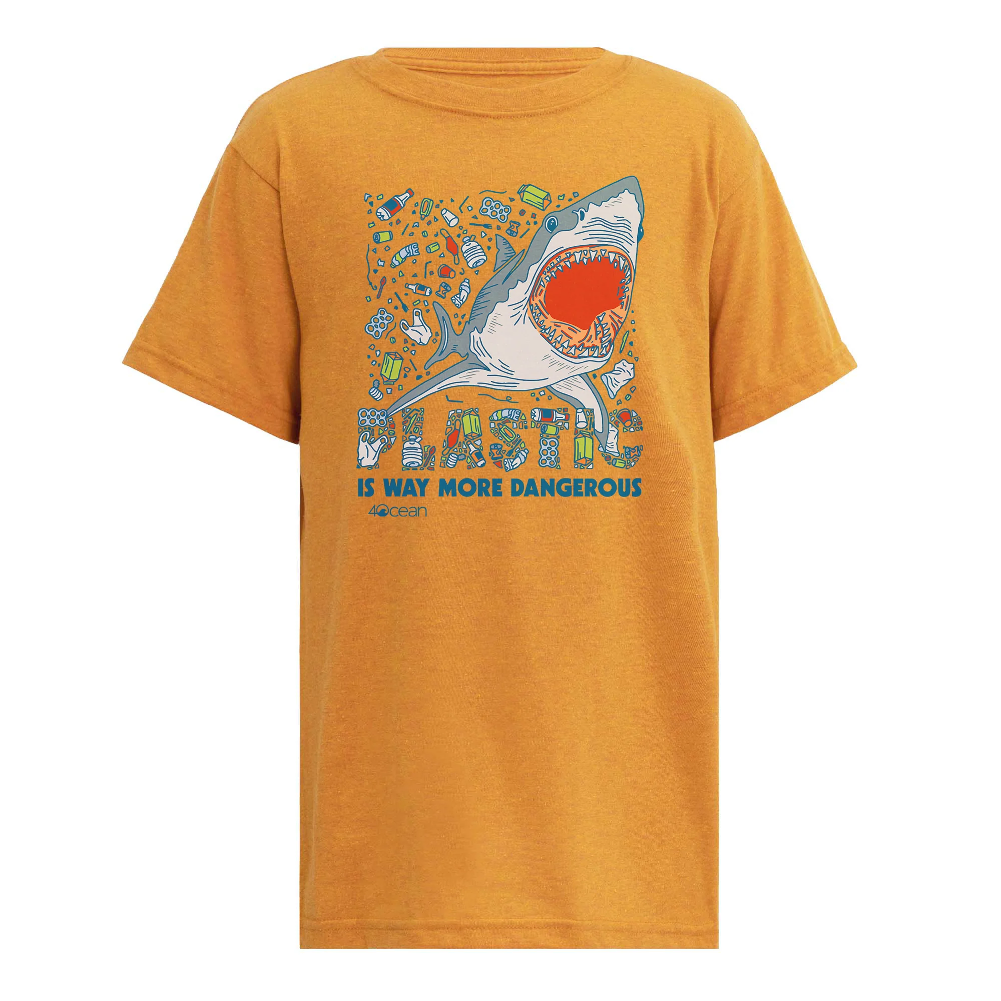 Plastic Is Dangerous Shark Youth T-Shirt - Image 7