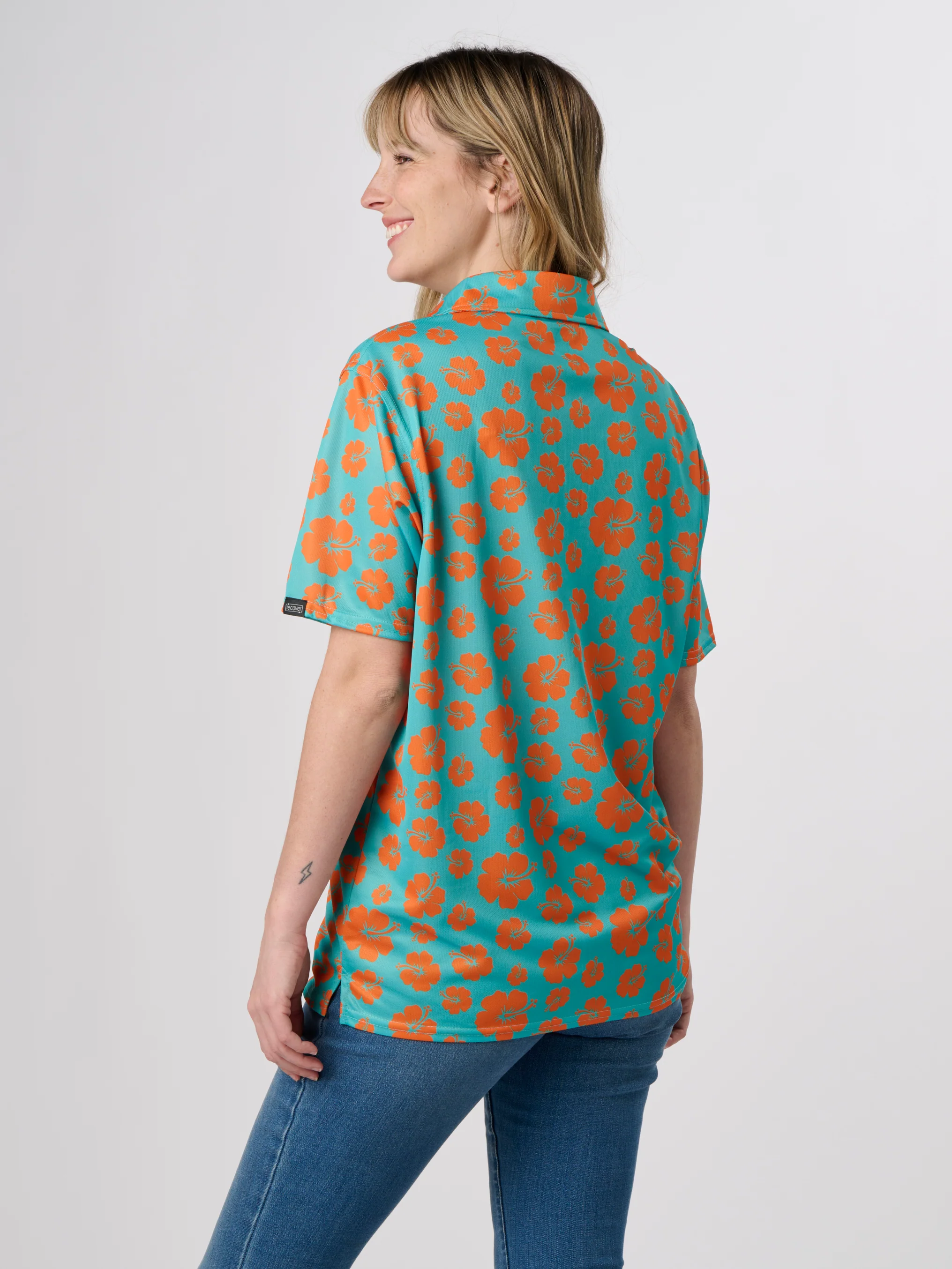 SE6000 - Sport Elite Hawaiian Flowers Button Down - Image 2